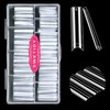 No C Curve Square Flat Nail Tips,SWETIDY 500Pcs XXL Extra Long Acrylic Clear Straight Tapered,Half Cover French Fake Nails for Nail Salon and DIY Nail Art 10 Sizes