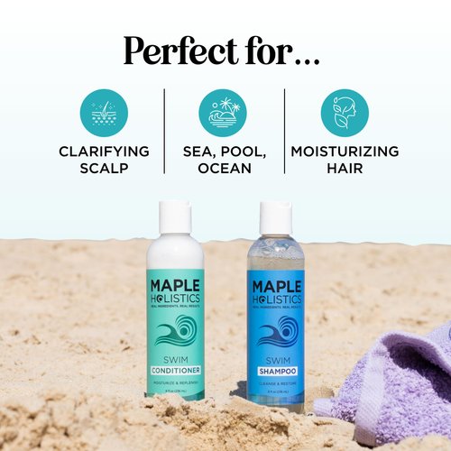 After Swim Shampoo and Conditioner Set - Chlorine Shampoo and Conditioner for Swimmers with Tea Tree and Rosemary Oil - Clarifying Shampoo for Hard Water Chlorine and Saltwater with Replenishing Oils
