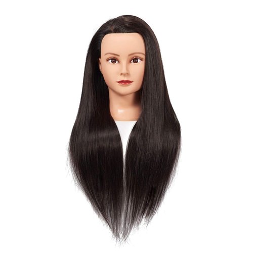 Training Head 26"-28" Mannequin Head Hair Styling Manikin Cosmetology Doll Head Synthetic Fiber Hair Hairdressing Training Model Free Clamp (1711LB0220)