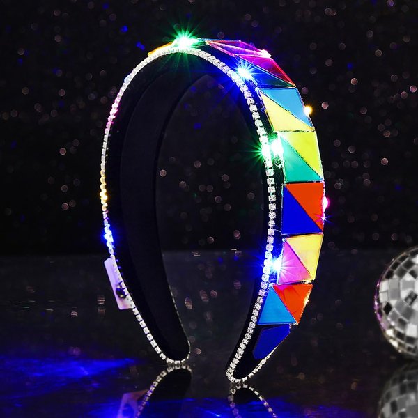 ACEDRE Colorful Light Up Rave Headbands Glow LED Mirror Hair Band Nightclub Party Costume Hair Accessories for Women