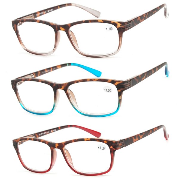 Success Eyewear Reading Glasses 3 Pair Great Value Stylish Readers Fashion Men and Women Glasses for Reading +3.25