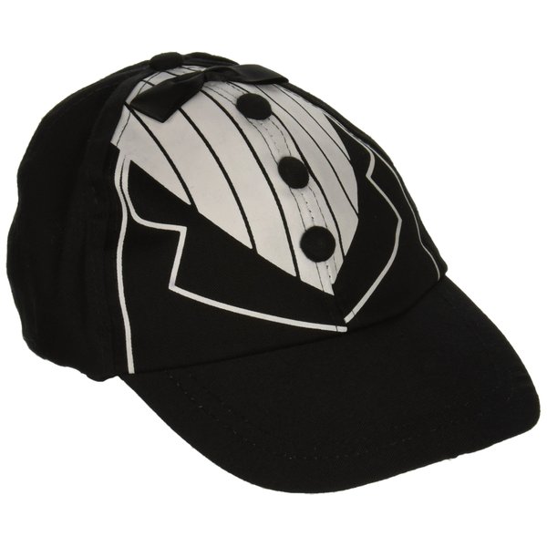 Beistle Black Tux Cap – One Size Fits Most, Bachelor Outfit for Groom, Bachelor Party Baseball Hat, Novelty Hats, Bachelor Gifts, Bridal Shower Accessories