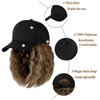 Qlenkay Baseball Cap with Hair Extensions 14inch Wavy Curly Bob Hairstyle Adjustable Wig Hat Attached Synthetic Hairpiece for Woman Light Brown Mix Ash Blonde