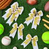 MTLEE 20 Pcs Softball Hair Bows Double Layers Cheer Hair Bows White Ribbon Softball Bows Softball Hair Accessories Softball Scrunchies Ponytail Holder Elastic Band for Women Girls Cheerleading Player