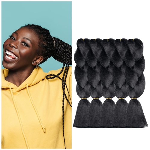 BNG Braiding Hair, Pre Stretched 25" Jumbo Synthetic Crochet Braids 100% Kanekalon Hair Extensions for Goddess Box Braids Twists, 5 Packs(#3 Dark Brown)