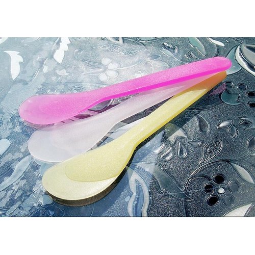 20PCS Facial Mask Spoon-Plastic Disposable Mini Cosmetic Spatula Scoop Face Mask DIY Accessories (Pink)