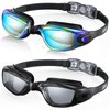 Aegend Swim Goggles, 2 Pack Swimming Goggles No Leaking Adult Men Women Youth, Aqua & Clear Black, UV Protection|Adjustable|Anti Fog