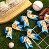 MTLEE 9 Pcs 7.5 Inch Blue Softball Ribbon Hair Bows Cheer Hair Bows Elastic Scrunchies Hair Bands Cheerleader Bows Volleyball Sports Ball Ponytail Holder Sport Hair Accessories for Girl Player