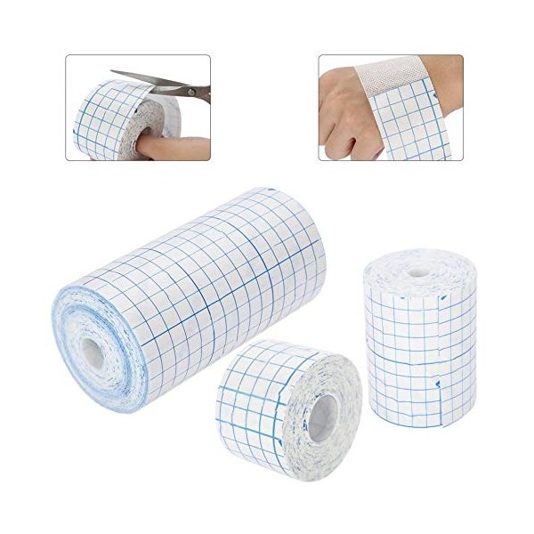 HAMUHA Mesh Breathable Non-Woven Tape Adhesive Bandage Roll Film Dressing Second Skin Healing Protective Adhesive Antibacterial Bandages Flexible Nonwovens 3.9inch*34foot（10cm*10m） (4inch*10.9yard)