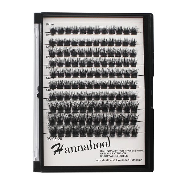 10Rows Mixed 10-12-14-16mm/8-10-12-14mm Individual False Eyelashes D Curl Wide Stem Dramatic Black Makeup Cluster Eyelashes Natural Volume Eye Lashes Extensions (10-12-14-16MM Mixed)
