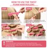 60 Pieces Flexi Rods Flexible Curling Rods Hair Curlers Rollers Twist Flexi Rods Hair Curlers Set No Heat Hair Rods Rollers Flexible Rods for Long Short Hair Women Girls (Pink, 0.3 x 7 Inch)