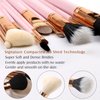 Z'OREYA Makeup Brush Set 12pcs Pink Synthetic Makeup Brushes Travel Set With Holder Makeup Brush Organizer Foundation Powder Contour Blush Eye Cosmetic Brush Sets in Case With Bonus Gift Makeup Sponge