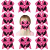 Hotop 10 Pcs Halloween Jumbo Cheerleading Bow 8 Inch Cheer Hair Bows Cheerleader Hair Bows with Ponytail Holder Halloween Hair Tie Elastic Band Hair Accessories for Teens Kids Girls (Pink)