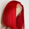 Red Bob Wigs Human Hair Silky Straight 16inches for Women 180% Density 13x1x4 T Part Lace Front Wigs Brazilian Hair Bleached Knots with Baby Hair Pre Plucked Natural Hairline (Could be Restyled)