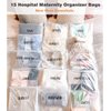 15 Pack Hospital Bags for Labor and Delivery,11 x 14 Inch Maternity Hospital Bag Essentials for Mommy Dad Newborn Baby,Diaper Bag Organizing Pouches Pre Packed Bag First Time New Mom Must Haves