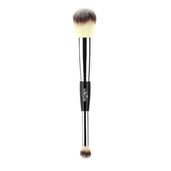 NMKL38 Double Ended Complexion Brush Face Concealer Powder Makeup Brush, Blending Liquid Foundation, Cream Cosmetics - Black Handle, Vegan Brush, Cruelty Free