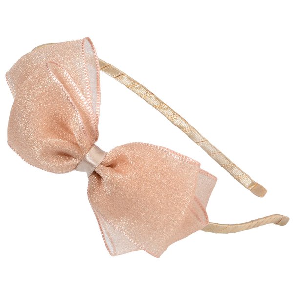 HoveBeaty Bow Headband Soft Lace Bowknot Hairband Pearl Yarn Bow Hair Hoop, Perfect Hair Accessories for Party and Cosplay (champagne)
