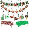 Football Party Supplies Set, 10Pcs Football-Themed Party Decorations Disposable Football Party Hanging Swirl Banners Tablecloth Perfect for Sports Theme Birthday Parties Game Day Tailgate Celebrations