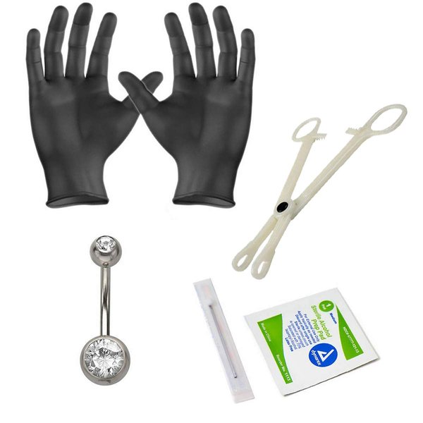 Body Piercing Kit 14G 16G 18G Body Jewelry Forceps Needles (Belly)