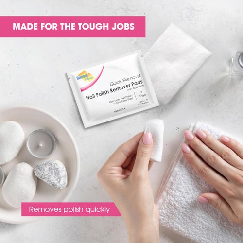 Diamond Wipes Nail Polish Remover Wipes with Aloe Vera, Acetone Nail Polish Remover Pads, 50 Individually Wrapped Nail Polish Wipes