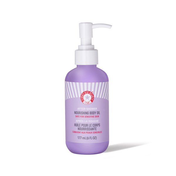 First Aid Beauty Nourishing After-Shower Body Oil – Hydrates Skin + Locks In Moisture with Skin-Loving Lipids + Botanicals – Safe for Sensitive Skin – 6 oz