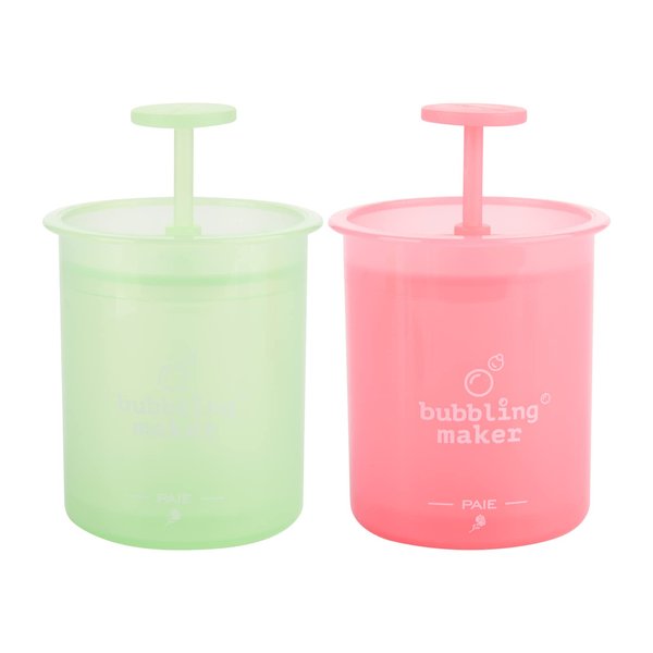 Beautyflier 2 Pieces Facial Cleanser Foam Cup Whip Bubble Maker Facial Skin Cleansing Care, Facial Cleanser Foamer Cup Foam Maker (Small, Green+Pink)