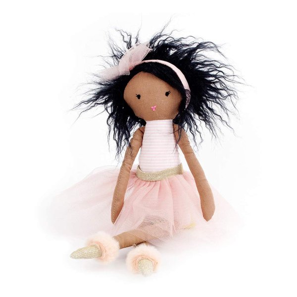 MON AMI Pink Ballerina African American Doll – 15”, Soft & Cuddly Stuffed Plush Doll, Use as Toy or Room Decor, Great Gift for Kids of All Ages
