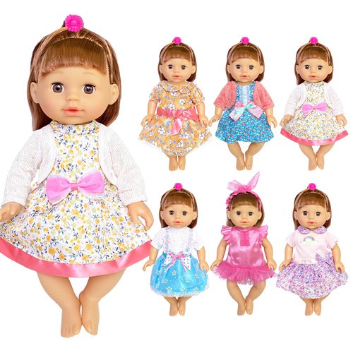 Huang Cheng Toys 6 Sets Baby Doll Dress for 12-14inch with Doll Accessories