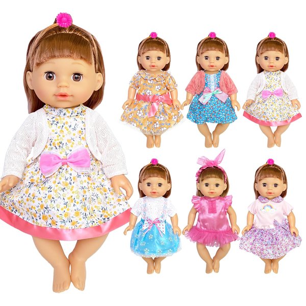 Huang Cheng Toys 6 Sets Baby Doll Dress for 12-14inch with Doll Accessories