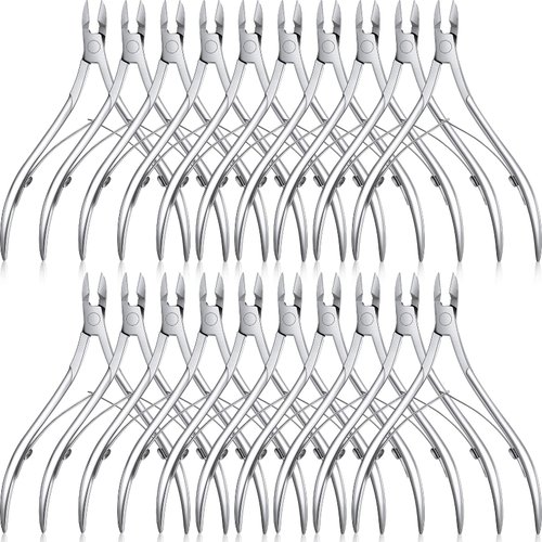 20 Pcs Cuticle Trimmer Cuticle Nippers Stainless Steel Cuticle Remover Pointed Cuticle Cutter Nail Cuticle Clippers Dead Skin Pedicure Manicure Tools for Fingernails and Toenails