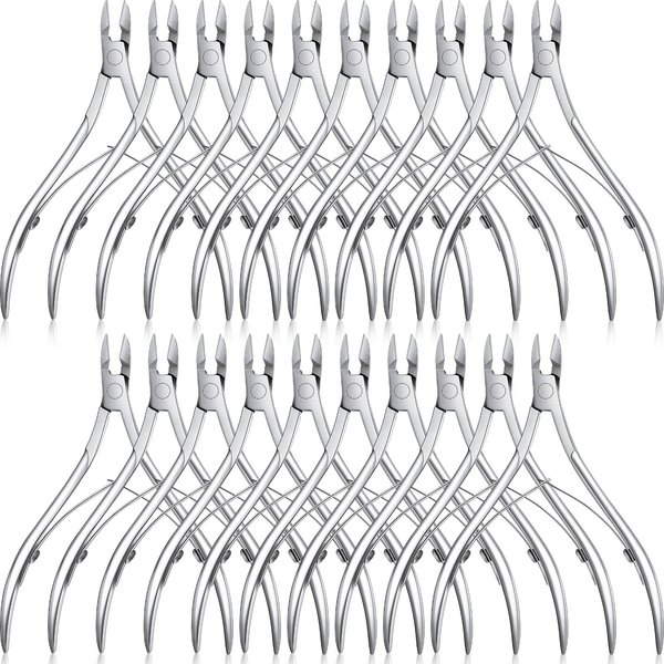 20 Pcs Cuticle Trimmer Cuticle Nippers Stainless Steel Cuticle Remover Pointed Cuticle Cutter Nail Cuticle Clippers Dead Skin Pedicure Manicure Tools for Fingernails and Toenails