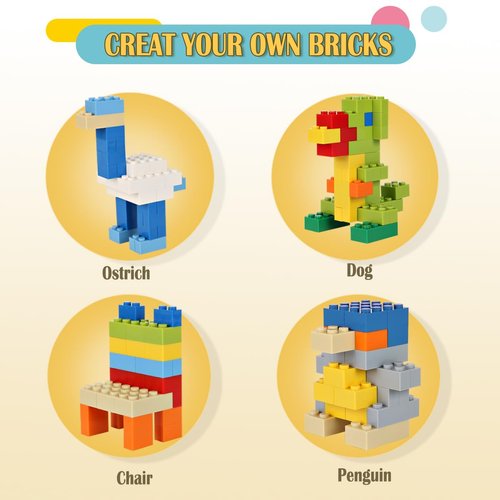 ekuzi Classic Building Bricks 399 Pieces High Bulk Building Blocks & 2 PCS of Base Plate, Building Blocks Box Set Compatible with Lego Classic