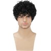 Daiaces Mens Curly Wigs Black Short Wig Synthetic Heat Resistant Costume Wig Mens Daily Cosplay Party Halloween
