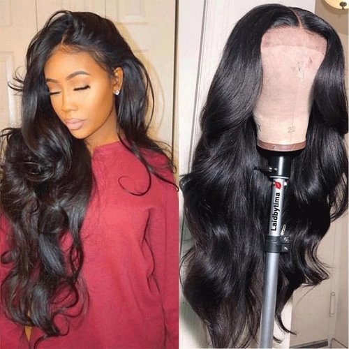 ASVNRES Lace Front Wigs Synthetic Artificial Human Hair Pre-Plucked Glueless Body Wave Frontal Wigs, Black HD Transparent Lace Wigs High-Density Emulation for Black Women 26 Inch Curly Wigs