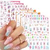 8 Sheets Easter Rabbit Nail Art Stickers Decals,3D Self-Adhesive Nail Art Accessories Cartoons, Rabbits, Animals, Hearts, Flowers,Designs Sticker Lovely Retro Rabbit Manicure DIY Nail Decorations