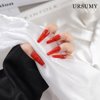 Ursumy Red Coffin Fake Nails Rose Press on Nails Extra Long False Nails Full Cover Acrylic Nails for Women and Girls (24Pcs)