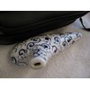 Exquisite Ceramic Ocarina Alto C, with artful blue and genuine gold curly ornate floral tendril. High temperature kiln treated. with PU leather dual zipper bag.