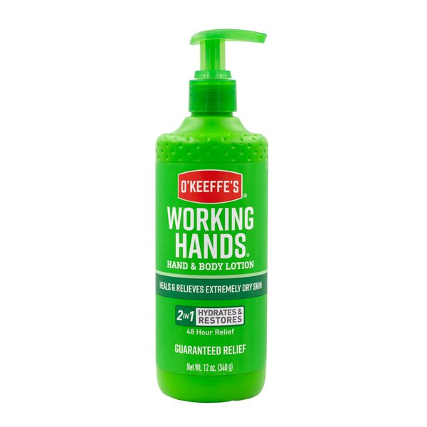 O'Keeffe's Working Hands Hand and Body Lotion, 12oz Pump (Pack of 1) - Heals and Relieves Extremely Dry Skin