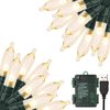 Green Convenience Christmas Lights 33ft 100 LED Battery String Lights with Timer Memory Function USB or Battery Powered Waterproof String Lights for Indoor Outdoor Decoration (Warm White)