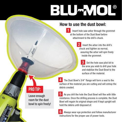 Disston E0215000 Blu-Mol RemGrit Hole Saw Accessories Silicone Dust Bowl, for Installing Recessed Lights and Works With All Hole Saws compatible with Fiberglass, Clear