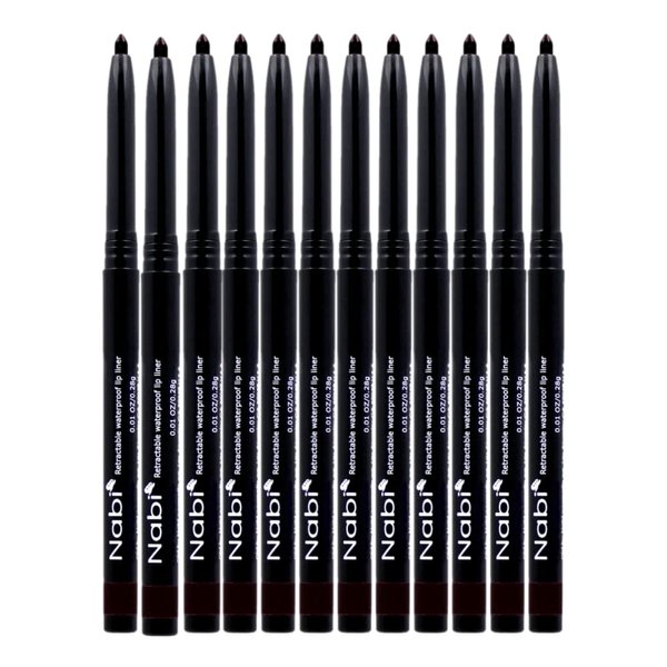 Beauty Spot (12pcs) Nabi Retractable Waterproof Eyeliner Pencil - Long Lasting Fade Resistant Formula - Quick Makeup Remover (Black)
