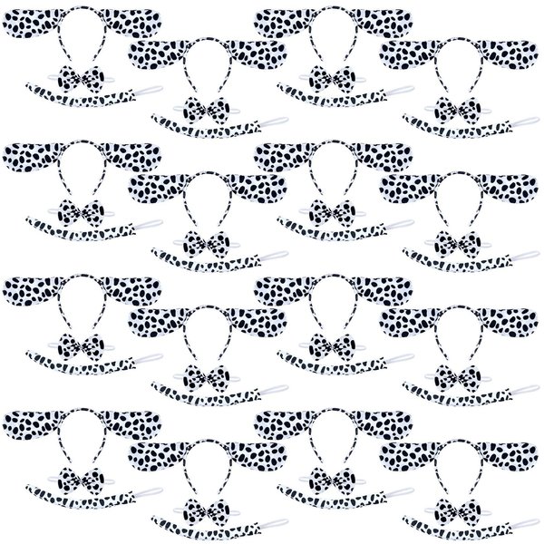 Coopay 48 Pieces Halloween Dalmatian Costume Set Dog Ears Headband Kit Include Dalmatian Ears Headbands Bow Tie and Dalmatian Tail for Christmas Halloween New Year Cosplay Costume or Party Decoration