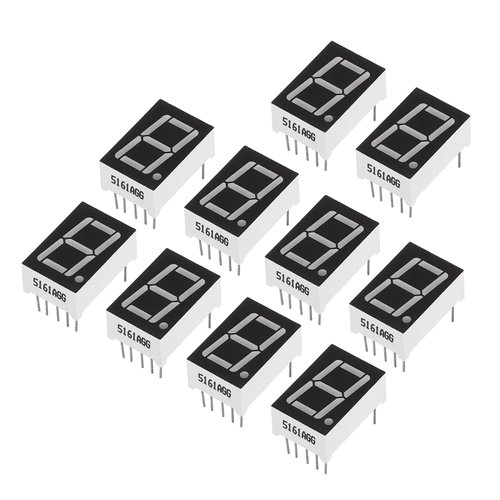 PATIKIL LED Display Digital Tube, 10 Pack Common Cathode 7 Segment 10 Pin 1 Bit 3.3V 0.56" Digit Height LED Display Module for Electronic Driver Board, Green