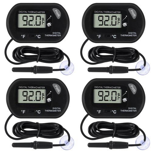 4Pcs Aquarium Thermometer Fish Tank Thermometer Reptile Thermometer Terrarium Water Temperature Test Digital Thermometer with LCD Display Fahrenheit/Celsius(℉/℃)