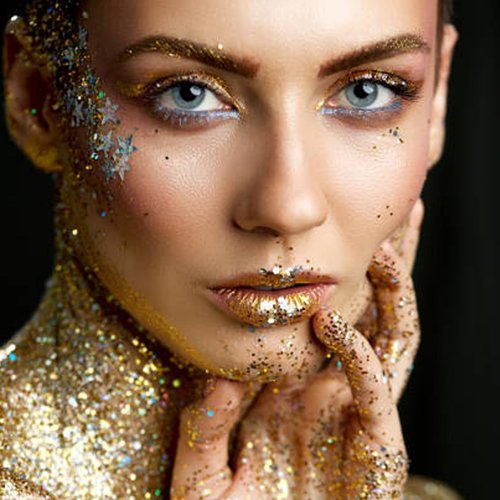 MEICOLY Gold Body Glitter Gel,Mardi Gras Carnival Accessories,Face Glitter for Women,Mermaid Sequins Holographic Chunky Glitter for Music Festival,Face,Body,Hair,Lip Sparkling Body Glitter,Gold