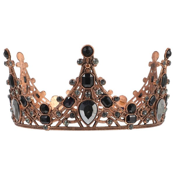 Lurrose Baroque Queen Crown Bride Wedding Vintage Rhinestones Crown Headdress Hair Accessory for Women Prom Halloween Pageant