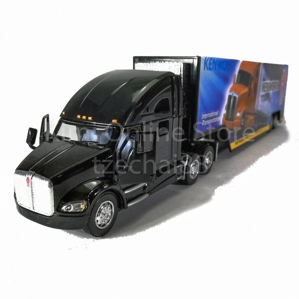KiNSMART Kenworth T700 Container Truck 1:68 Die Cast Metal Model Toy Truck Black