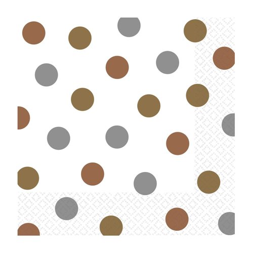 Mixed Metallic Dots Luncheon Napkins | 16 Ct. | 6" x 6"