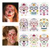Day of the Dead Sugar Skull Tattoos Floral Black Skeleton Web Red Roses Halloween Costume Temporary Tattoos 9 Sheets