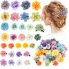 KorViSHOW 41 Pieces Flower Hair Clip Set Floral Hair Pins for Women Girls Bride Handmade Flower Hair Aaccessories for Weeding(Yellow Green Blue Purple)
